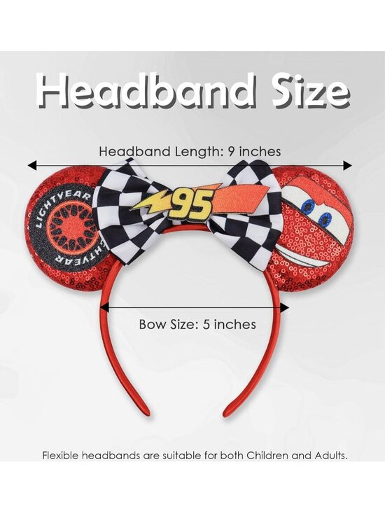 Women\'s Red Polyester Sequin Bow Mickey Mouse Headband Hair Accessory main image 5
